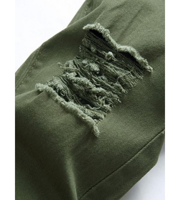 Casual Ripped Button Zipper Jeans Casual Ripped Button Zipper Jeans