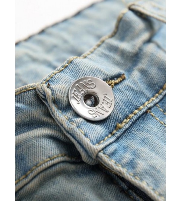 Faded Ripped Casual Pockets Jeans Faded Ripped Casual Pockets Jeans