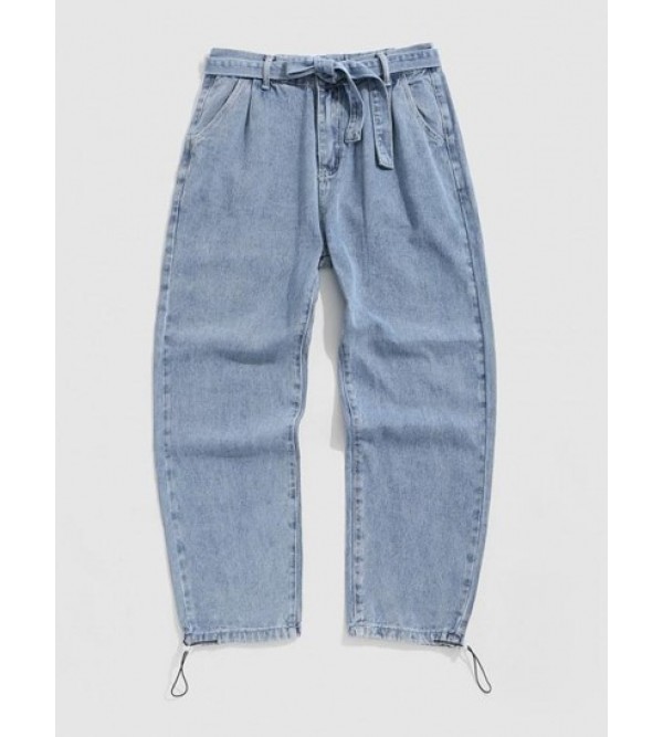 Drawstring Legs Loose Fit Straight Baggy Jeans Drawstring Legs Loose Fit Straight Baggy Jeans