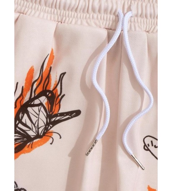 Figure And Snake Print Pocket Beam Feet Graphic Y2K Aesthetic Sweatpants Figure And Snake Print Pocket Beam Feet Graphic Y2K Aesthetic Sweatpants