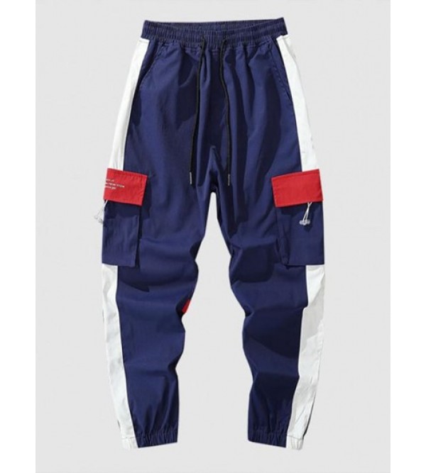 Colorblock Flap 3D Pocket Cargo Beam Feet Pants Colorblock Flap 3D Pocket Cargo Beam Feet Pants