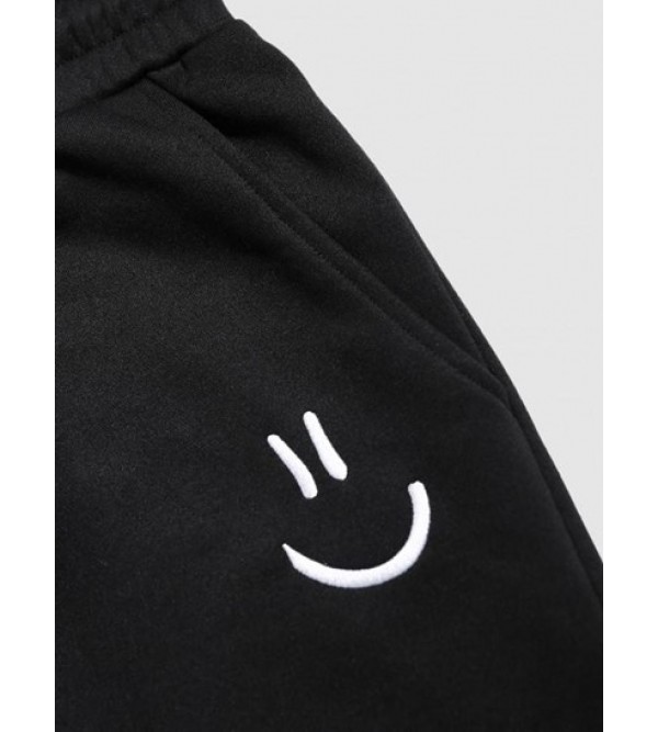 Smile Face Embroidery Sports Jogger Sweatpants