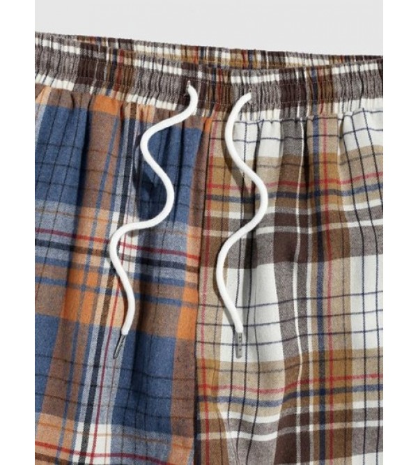 Colorblock Two Tone Plaid Pants