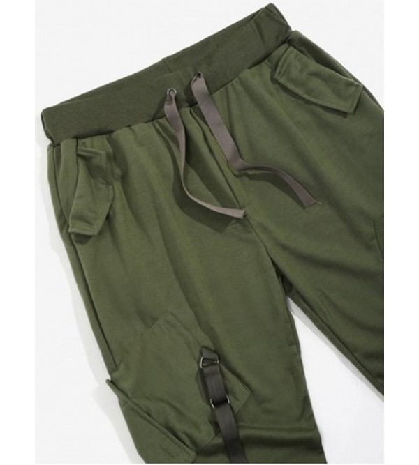Ribbon Pockets Long Elastic Sport Cargo Techwear Pants