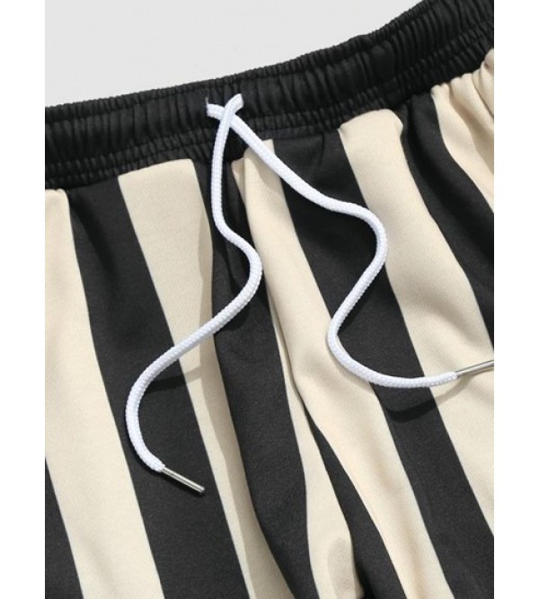 Contrasting Stripe Print Jogger Sweatpants Contrasting Stripe Print Jogger Sweatpants