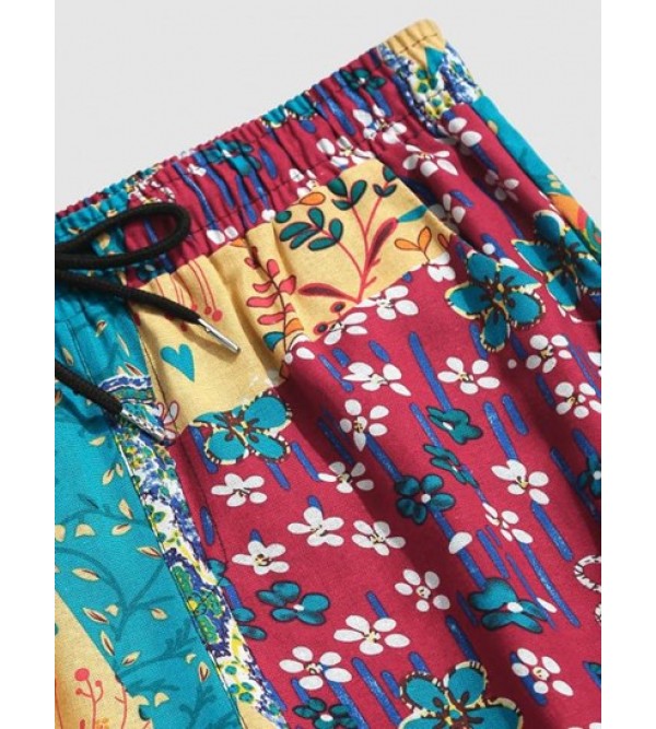 Floral Leaf Patchwork Pants Floral Leaf Patchwork Pants