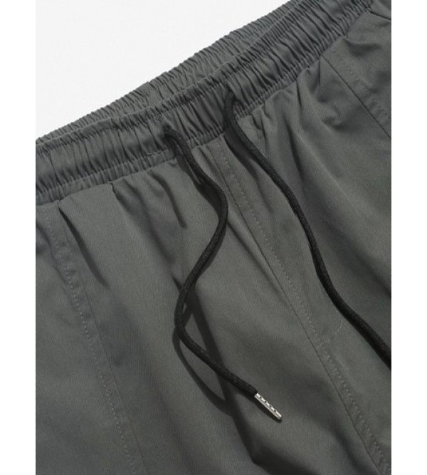 Letters Print Toggle Drawstring Cropped Casual Pants