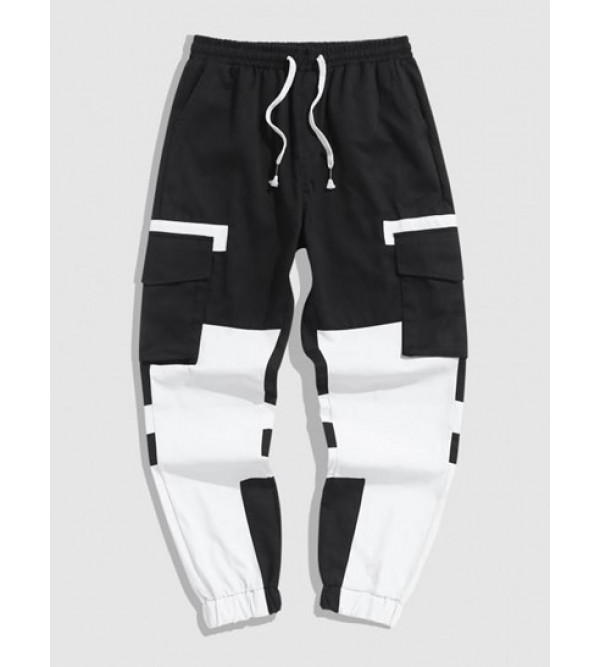 Colorblock Flap Pocket Beam Feet Cargo Pants Colorblock Flap Pocket Beam Feet Cargo Pants