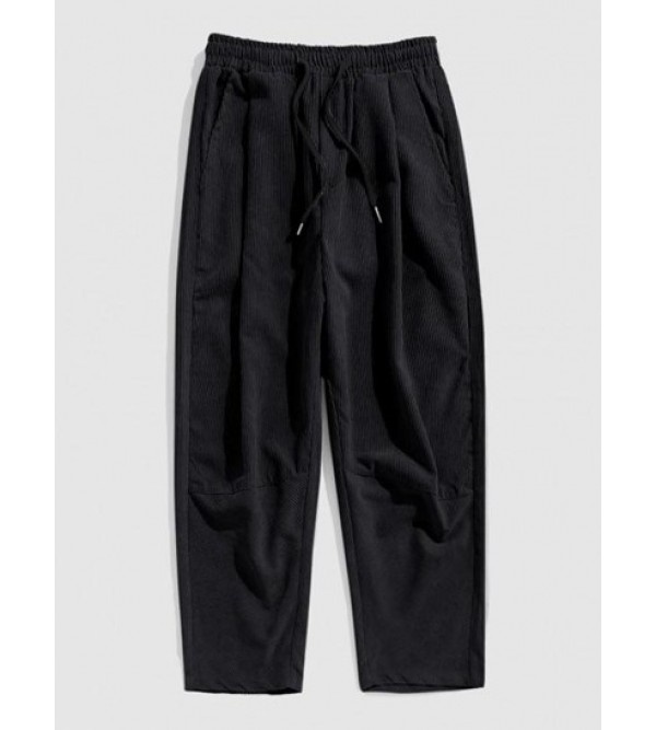 Solid Color Corduroy Ninth Pants
