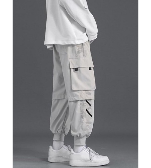 3D Pocket Drawstring Cargo Beam Feet Pants