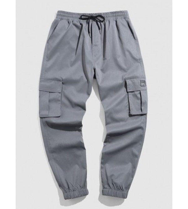 Solid Color Pockets Beam Feet Streetwear Cargo Pants