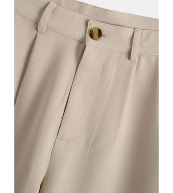 Ruched Solid Color Tapered Work Pants