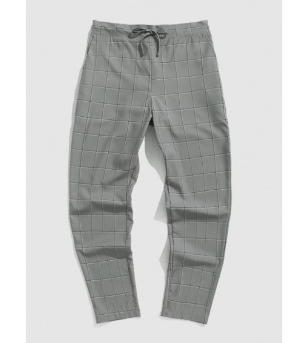 Drawstring Plaid Pants