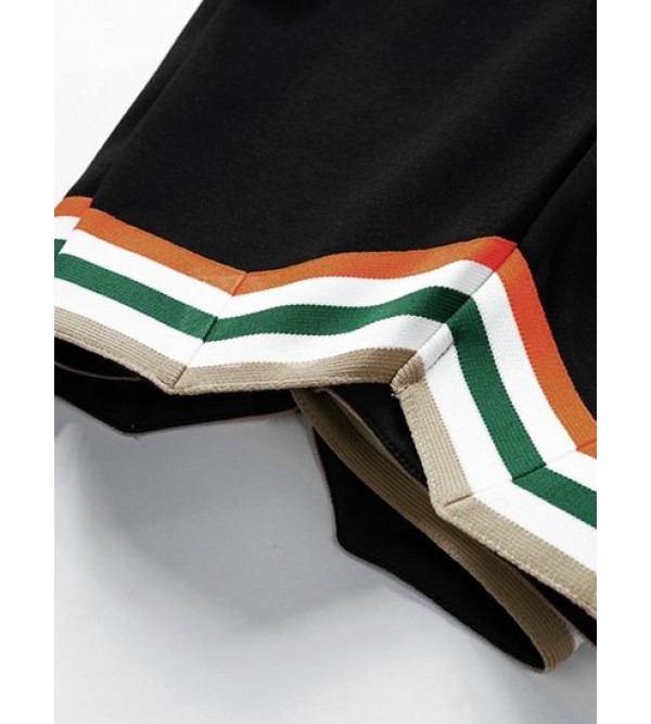 Rainbow Drawstring Striped Semi-sheer Shorts