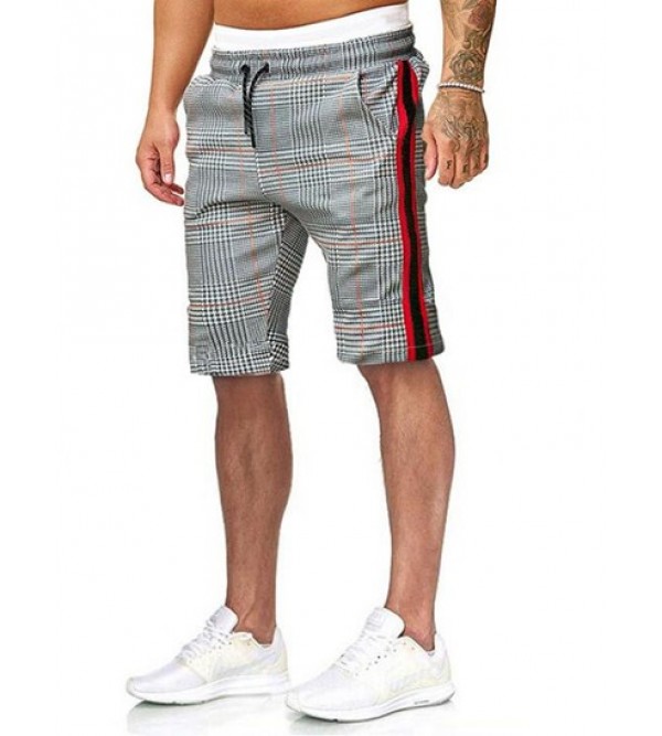 Houndstooth Print Drawstring Casual Shorts Houndstooth Print Drawstring Casual Shorts