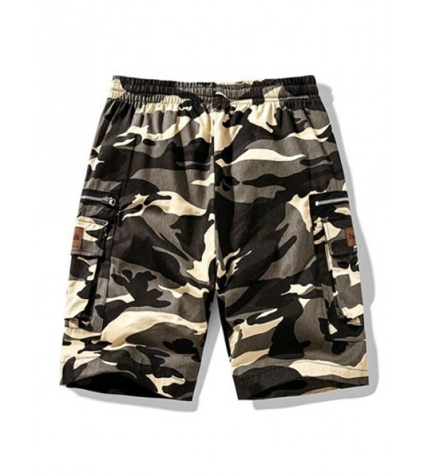 Zipper Multi-pocket Design Drawstring Cargo Shorts