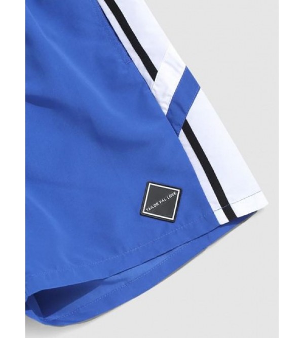Colorblock Spliced Stripe Casual Shorts Colorblock Spliced Stripe Casual Shorts