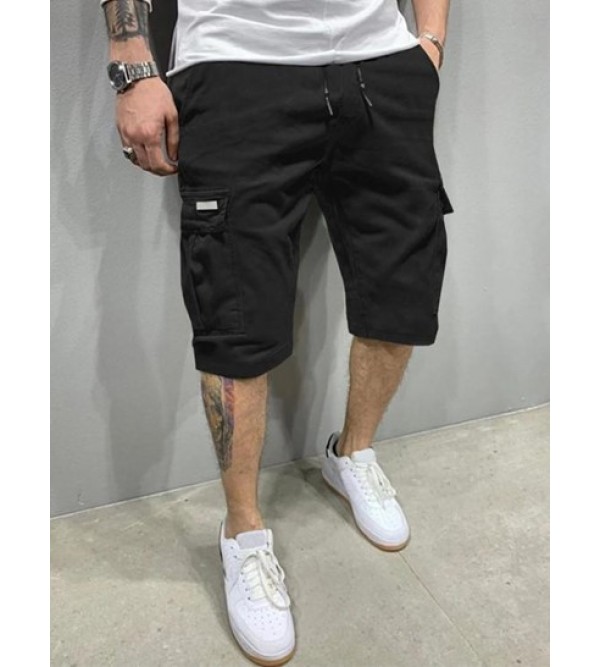 Multi Pockets Design Solid Color Cargo Shorts