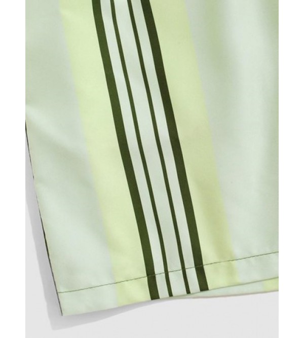 Striped Print Drawstring Vacation Shorts