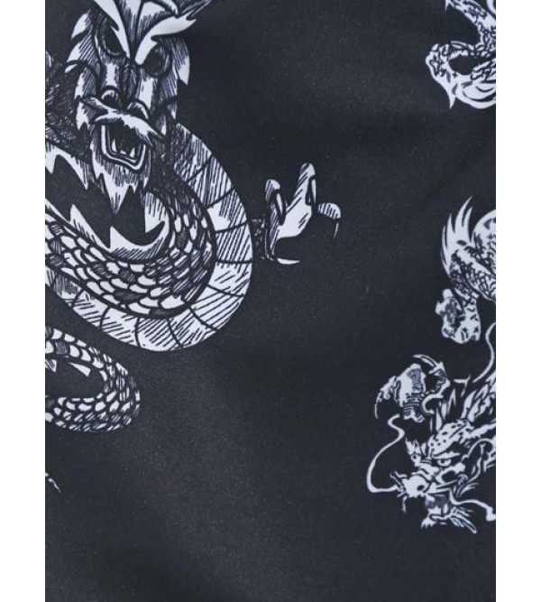 Chinese Style Dragon Print Vacation Beach Drawstring Shorts Chinese Style Dragon Print Vacation Beach Drawstring Shorts