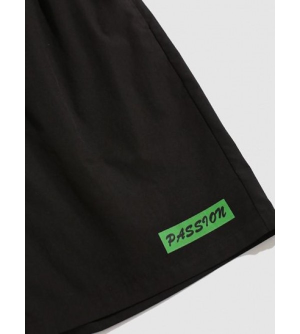 PASSION Fire Flame Drawstring Waist Casual Shorts