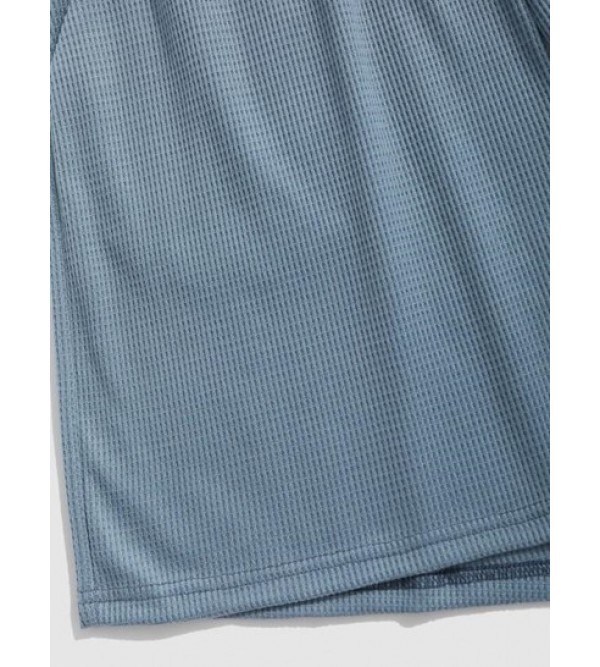 Textured Drawstring Solid Color Causal Shorts Textured Drawstring Solid Color Causal Shorts