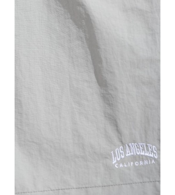 LOS ANGELES Embroidery Drawstring Casual Shorts