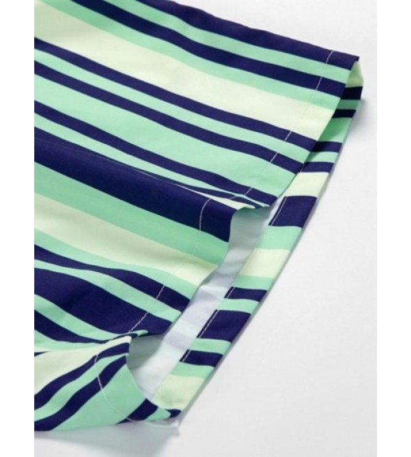 Vertical Stripe Print Casual Pocket Beach Shorts Vertical Stripe Print Casual Pocket Beach Shorts