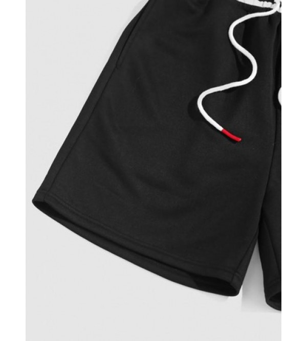 Streetwear Pure Color Drawstring Sweat Shorts