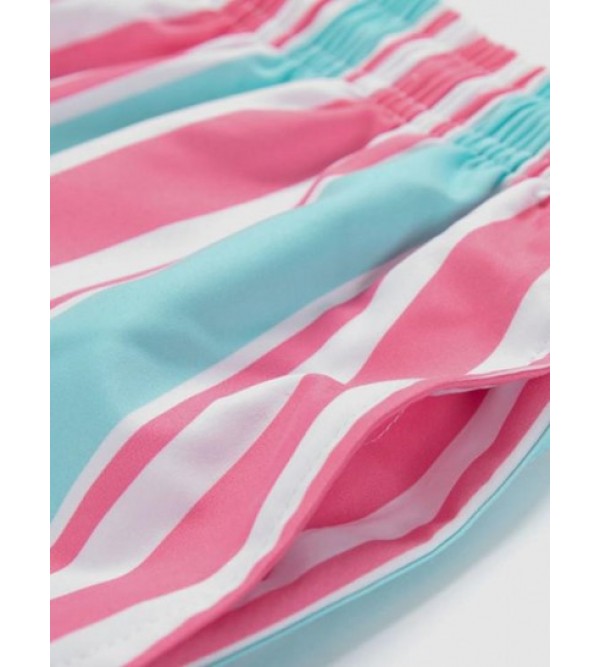 Striped Pocket Drawstring Beach Shorts