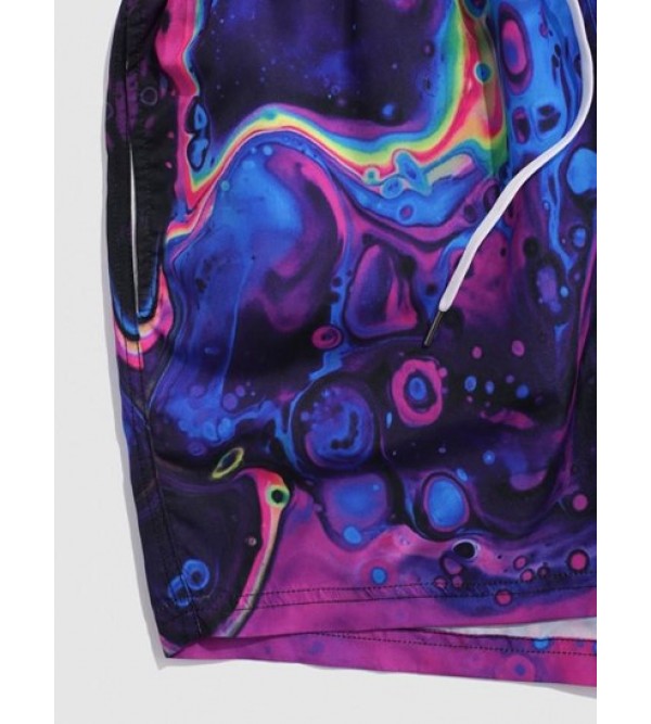 Drawstring Iridescence Print Vacation Shorts Drawstring Iridescence Print Vacation Shorts