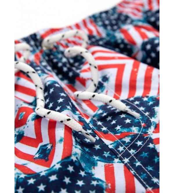 Drawstring Pockets American Flag Casual Shorts Drawstring Pockets American Flag Casual Shorts