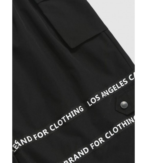 Streetwear Drawstring Letter Print Cargo Shorts