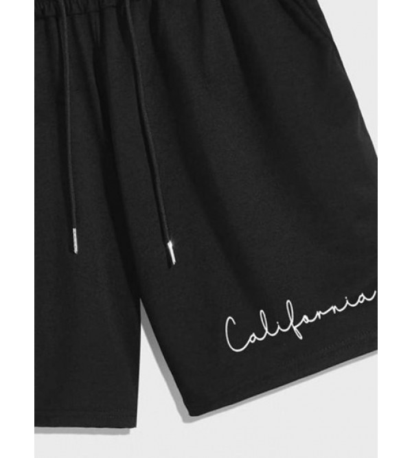 Handwriting California Letter Print Casual Shorts Handwriting California Letter Print Casual Shorts