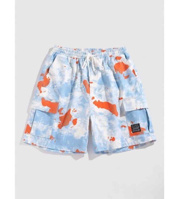 Tie Dye Print Applique Detail Streetwear Cargo Shorts Tie Dye Print Applique Detail Streetwear Cargo Shorts