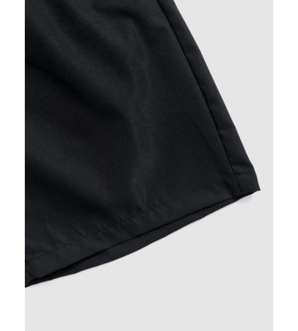 Casual Solid Color Drawstring Pockets Shorts Casual Solid Color Drawstring Pockets Shorts