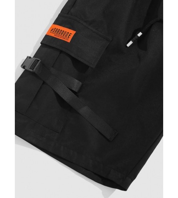 Letter Graphic Buckle Drawstring Streetwear Cargo Shorts Letter Graphic Buckle Drawstring Streetwear Cargo Shorts