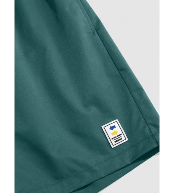 Label Design Solid Color Drawstring Shorts Label Design Solid Color Drawstring Shorts