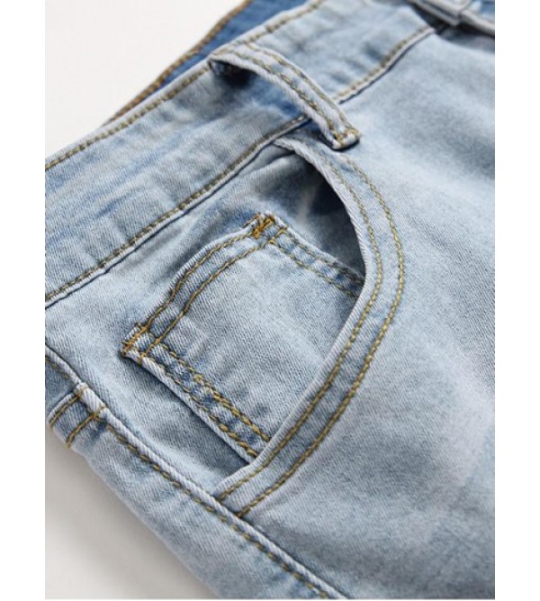 Ripped Light Wash Distressed Decoration Casual Jeans