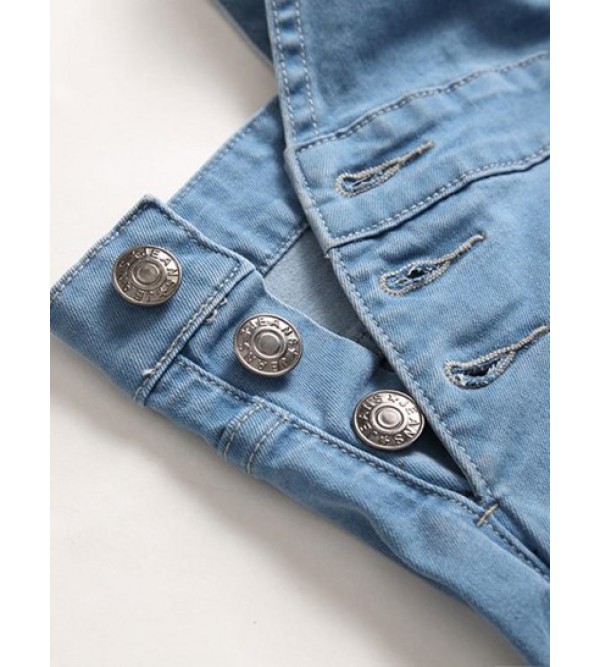 Pockets Casual Denim Jumpsuit Pockets Casual Denim Jumpsuit