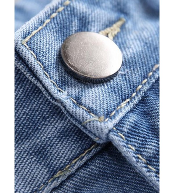 Destroyed Design Zipper Fly Cuffed Jeans Destroyed Design Zipper Fly Cuffed Jeans