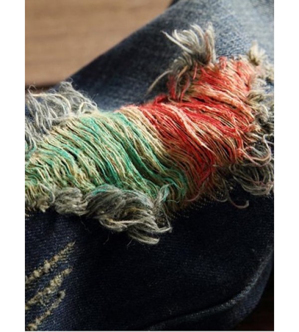 Colorful Destroy Wash Scratch Long Casual Ripped Jeans Colorful Destroy Wash Scratch Long Casual Ripped Jeans