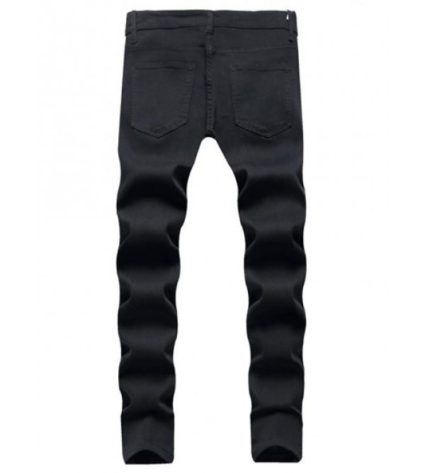 Contrast Ripped Patch Casual Jeans Contrast Ripped Patch Casual Jeans