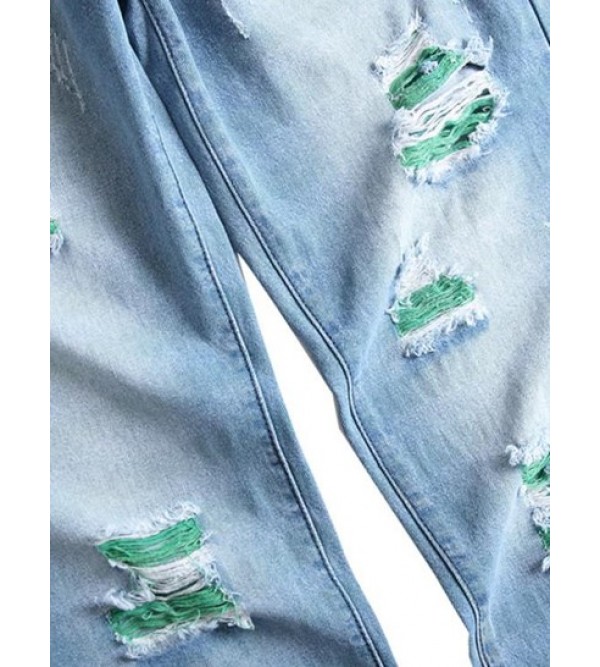 Colored Ripped Faded Zipper Fly Jeans Colored Ripped Faded Zipper Fly Jeans