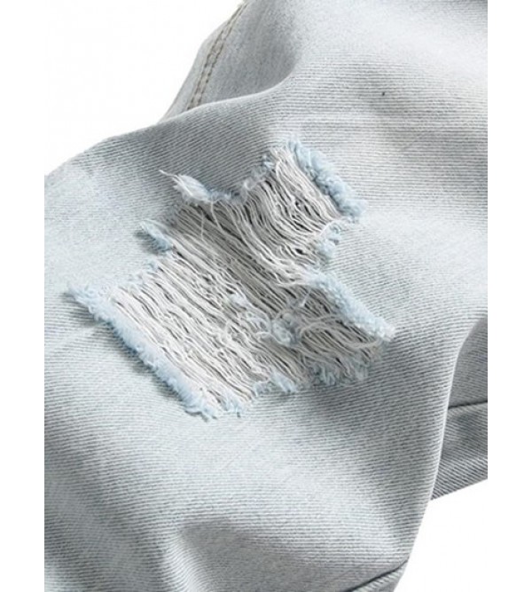 Light Color Ripped Pockets Zipper Fly Jeans Light Color Ripped Pockets Zipper Fly Jeans