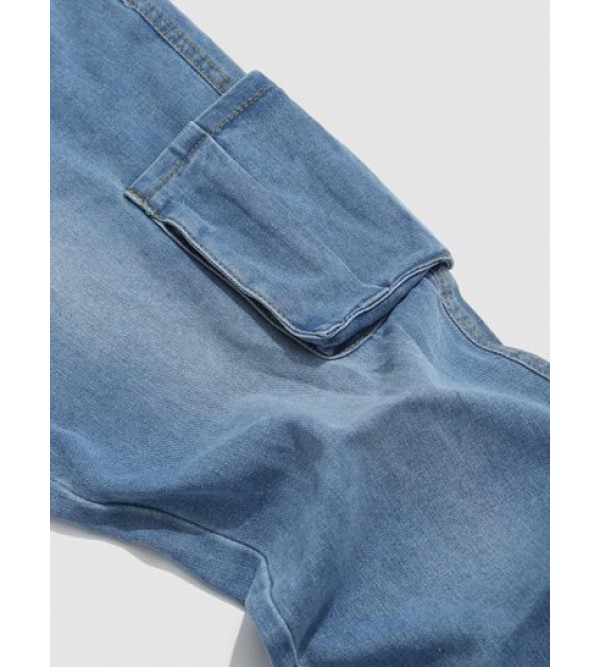 Multi-pocket Design Straight Leg Jeans