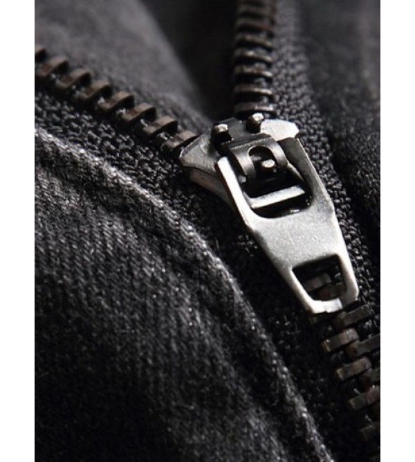 Destroyed Straight Leg Zipper Fly Jeans