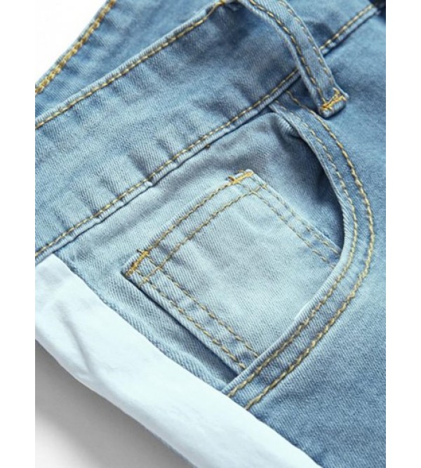 Patchwork Zipper Pockets Casual Jeans