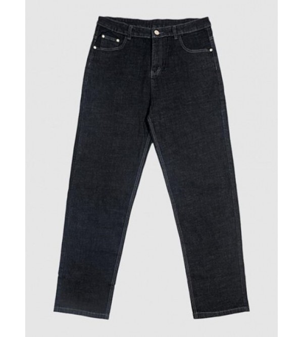 Zipper Button Loose Denim Jeans