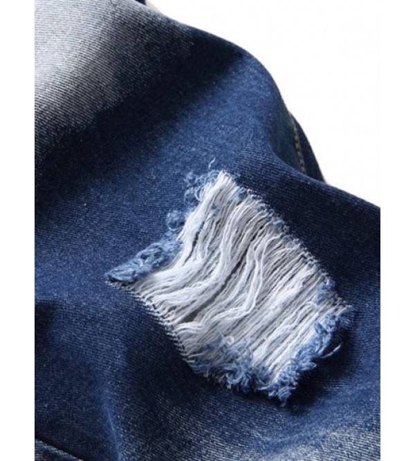 Faded Ripped Zipper Button Denim Jeans Faded Ripped Zipper Button Denim Jeans